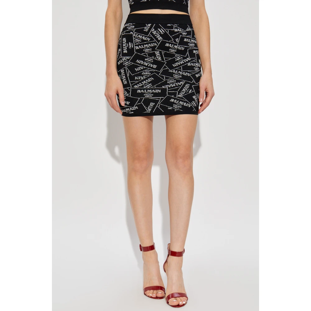 Balmain Korte rok met monogram Black Dames