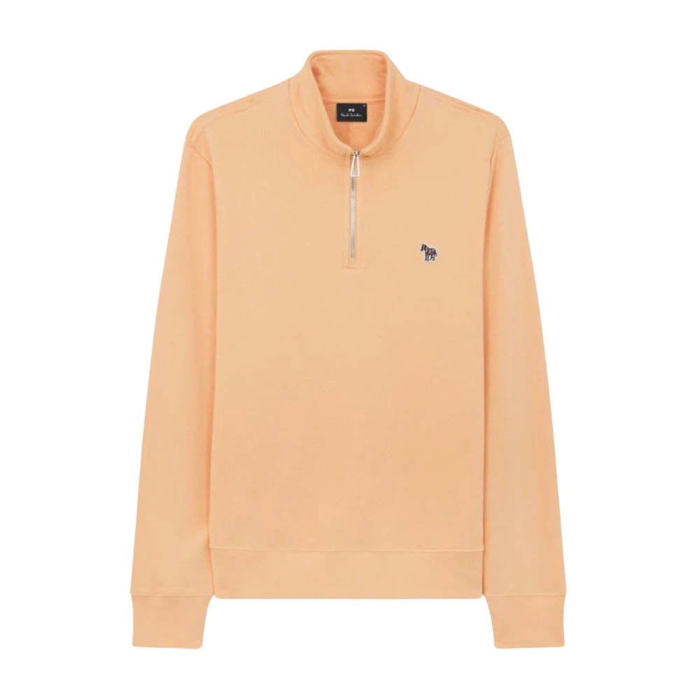 Paul Smith Men's Orange Sweatshirts, L, Zebra Quarter Zip Sweatshirt