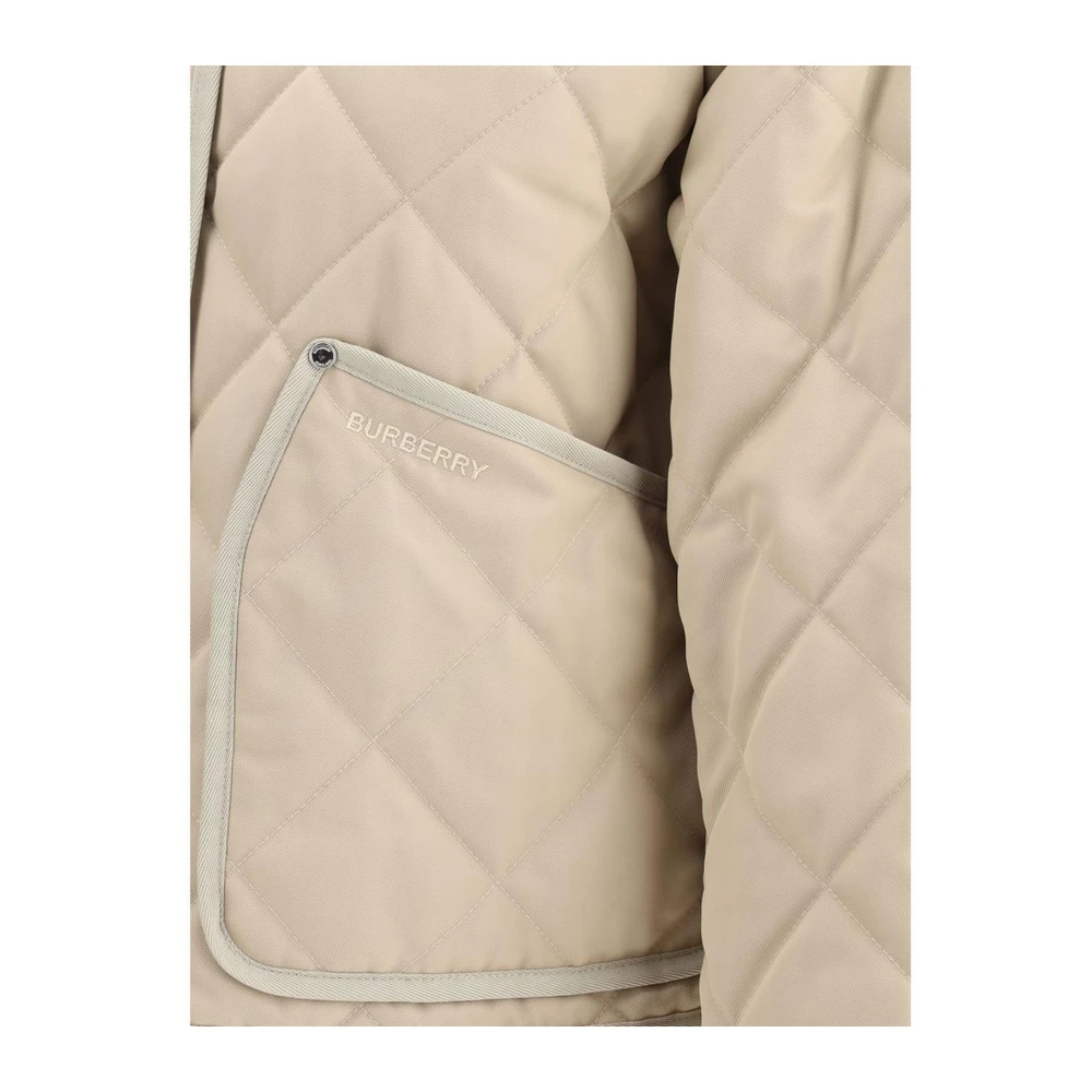 Burberry Gewatteerde katoenen jas met corduroy kraag Beige Dames