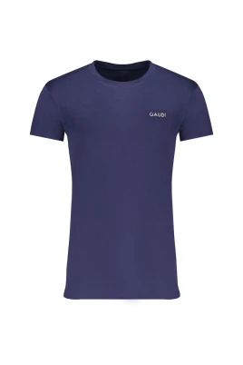 Blå Bomull Tryck Logo T-shirt