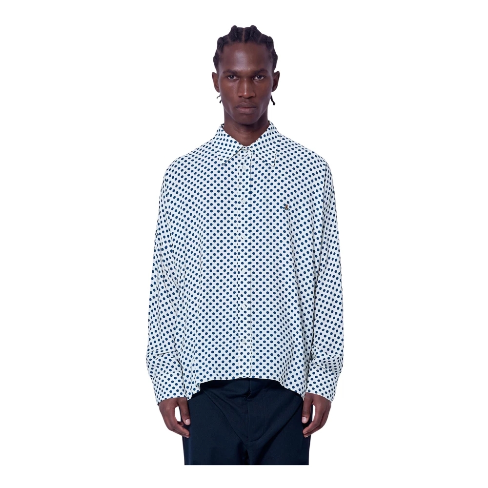 Vivienne Westwood Uomo Blue Polka Dots Camicia Batwing In Viscosa - Immagine 5