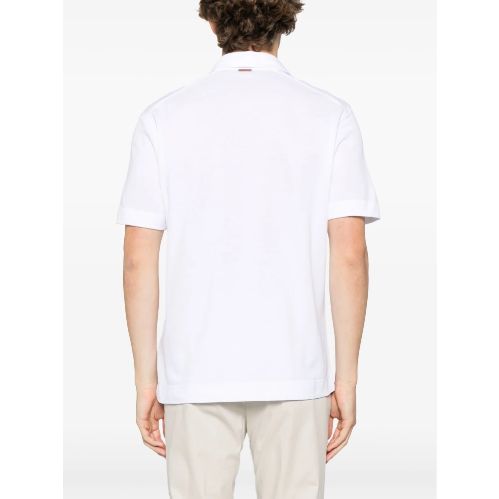 Ermenegildo Zegna Katoenen Polo Shirt 3 Knopen Italië White Heren