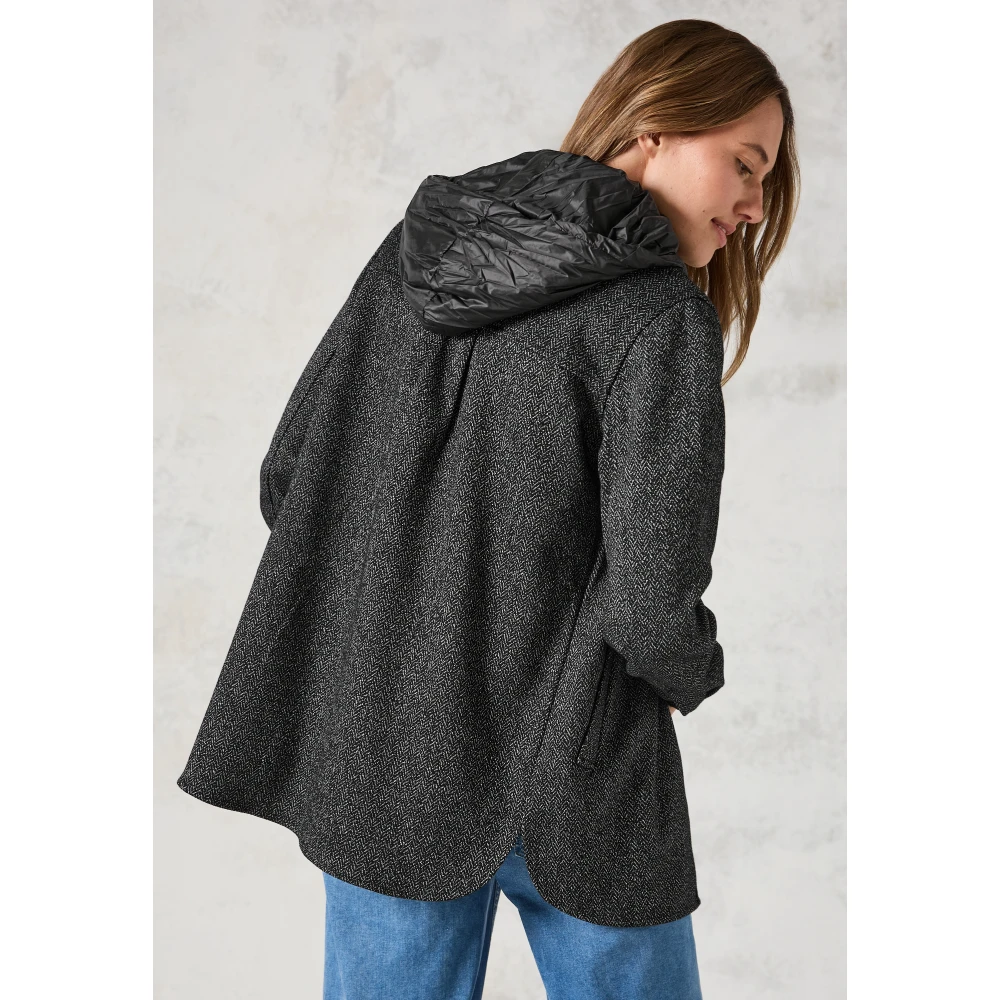cecil Gewatteerd Overshirt met Capuchon en Zakken Black Dames