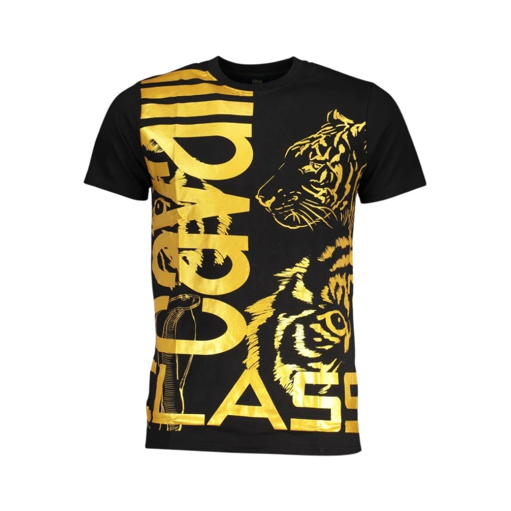 Cavalli Class Zwart Katoenen T-shirt met Print Logo Black Heren