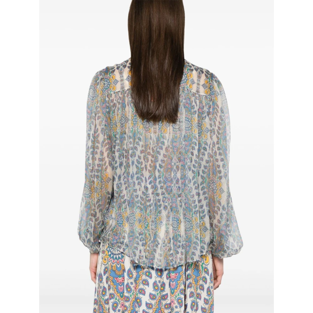 ETRO Natuurlijke zijden blouse met Mao-kraag Multicolor Dames