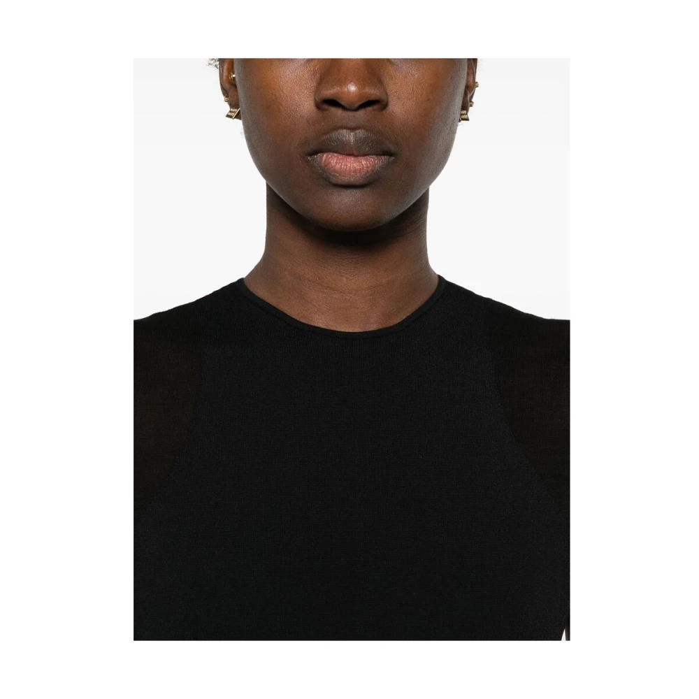 Stella Mccartney Zwarte Mesh Panel Jurk Black Dames