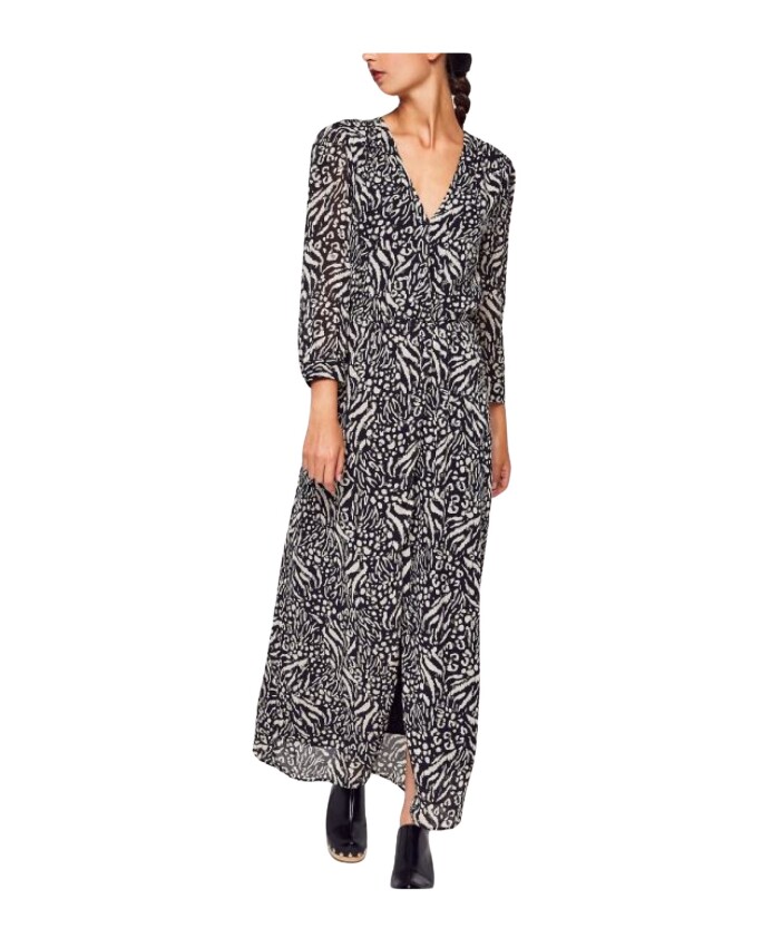 robe-longue-imprimee-col-en-v-pailletee