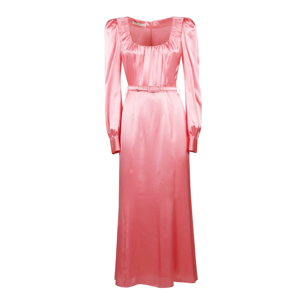 Alessandra Rich Elegante Satijnen Jurk met Riem Pink Dames