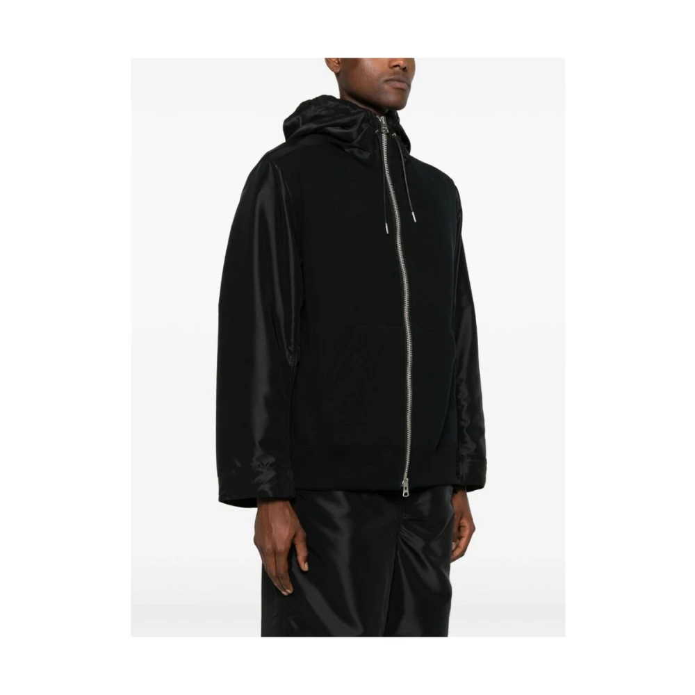 Sacai Zwarte Panel Zip-Up Hoodie Black Heren