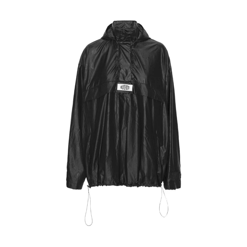 Rotate Birger Christensen Oversized Anorak met Verborgen Capuchon Black Dames