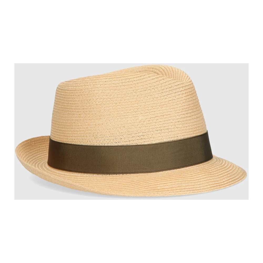 Borsalino Handgeweven Hennep Rand Hoed Yellow Heren