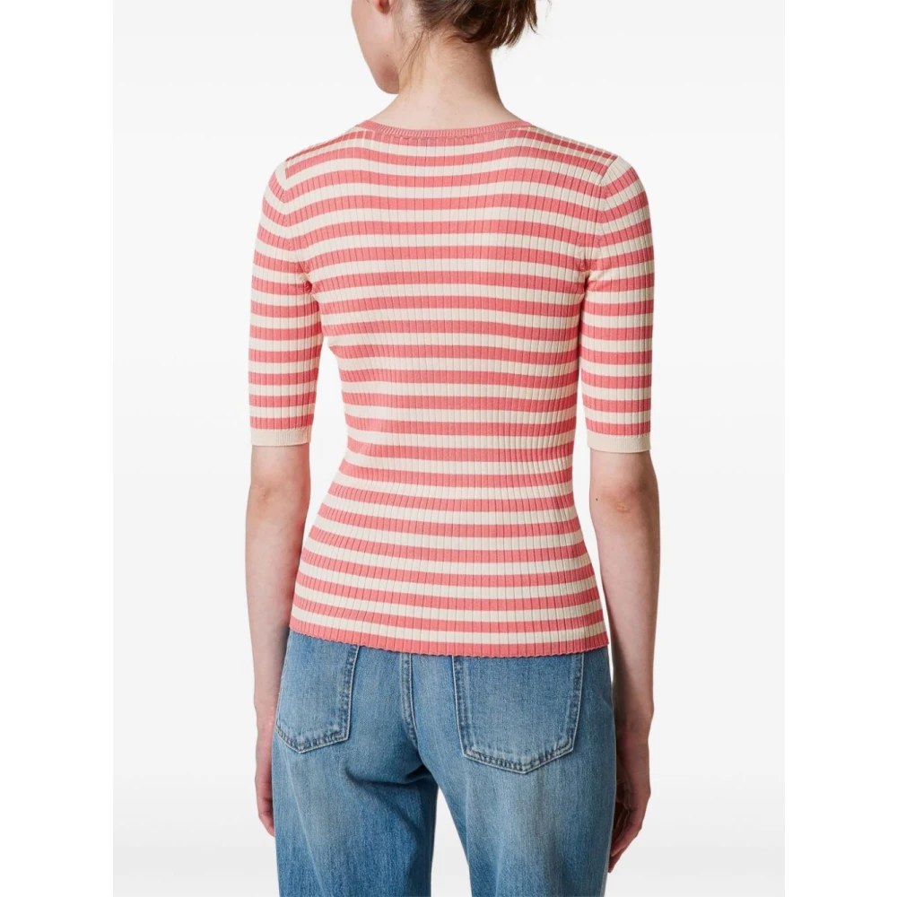 Twinset Witte Crew Neck Sweaters met Logo Multicolor Dames