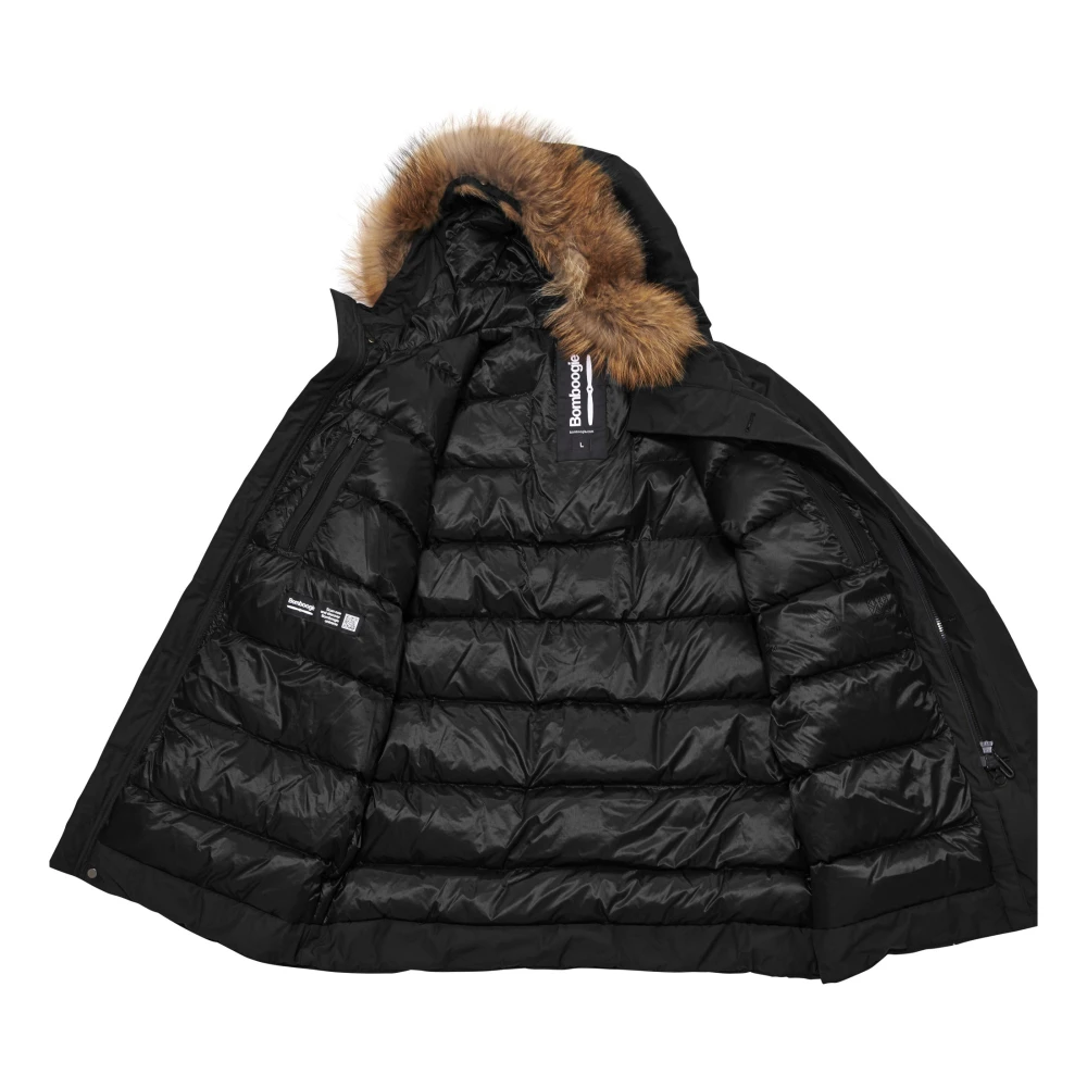 BomBoogie Gerecyclede Gewatteerde Parka met Bont Capuchon Black Heren