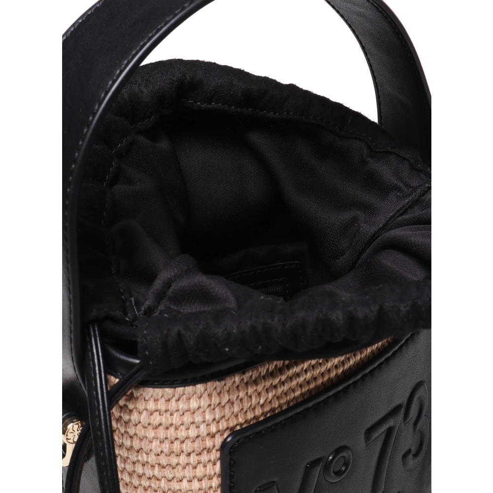 V73 Zwarte Stro Emmer Tas met Trekkoord Multicolor Dames