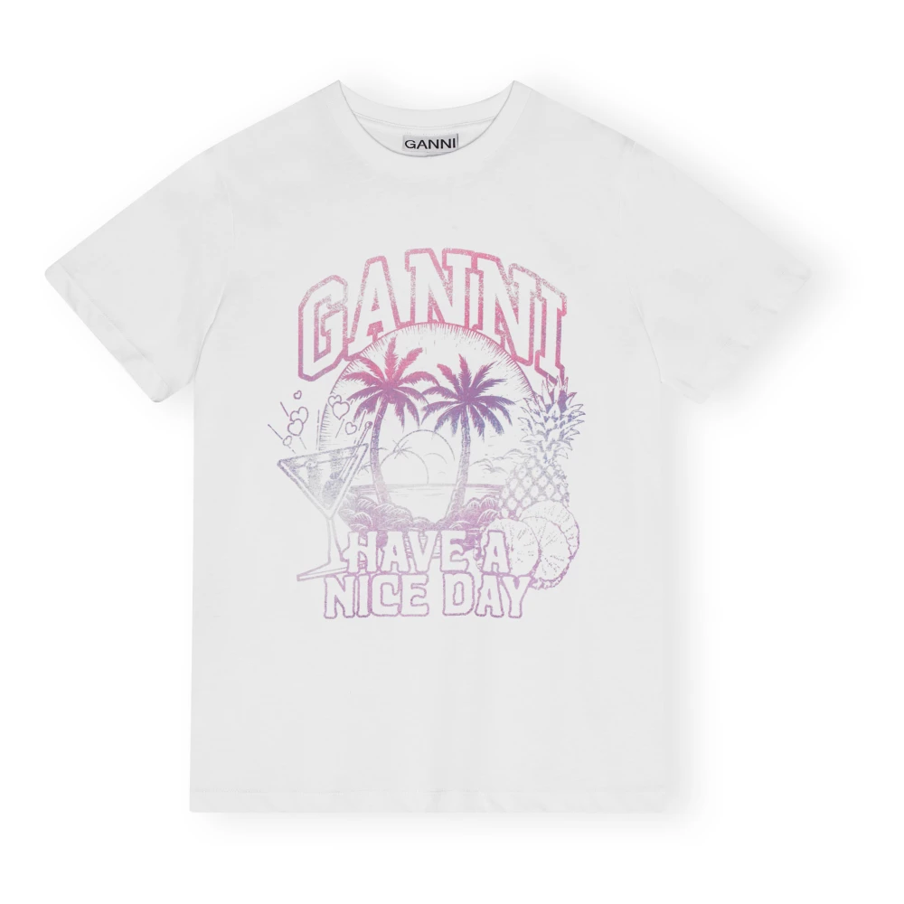 Ganni Wit Basic Cocktail Relaxed T-shirt White Dames