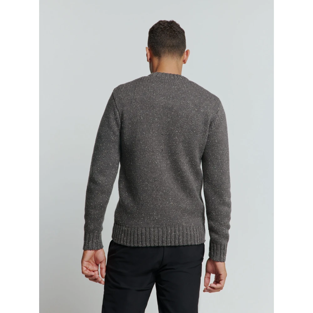 No Excess Zijden Jacquard Crewneck Pullover Aztekenprint Gray Heren
