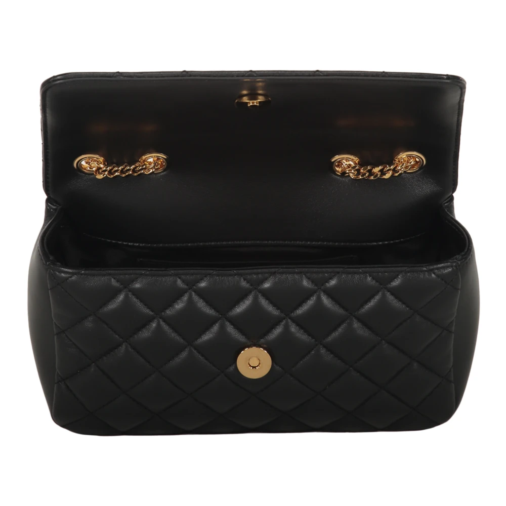 Versace Gewatteerde leren crossbodytas met ketting Black Dames