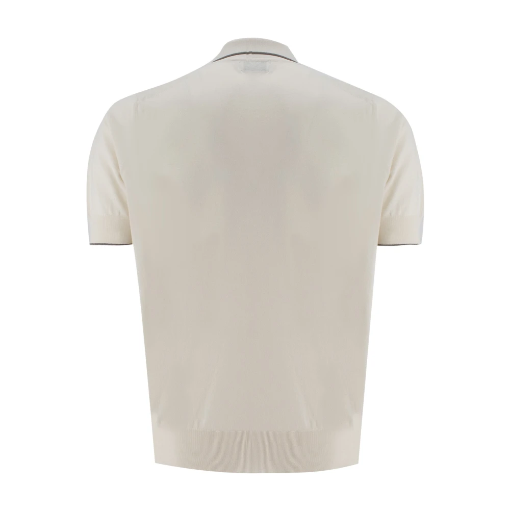 BRUNELLO CUCINELLI Polo Shirt met Stijlvolle Inzetstukken Beige Heren