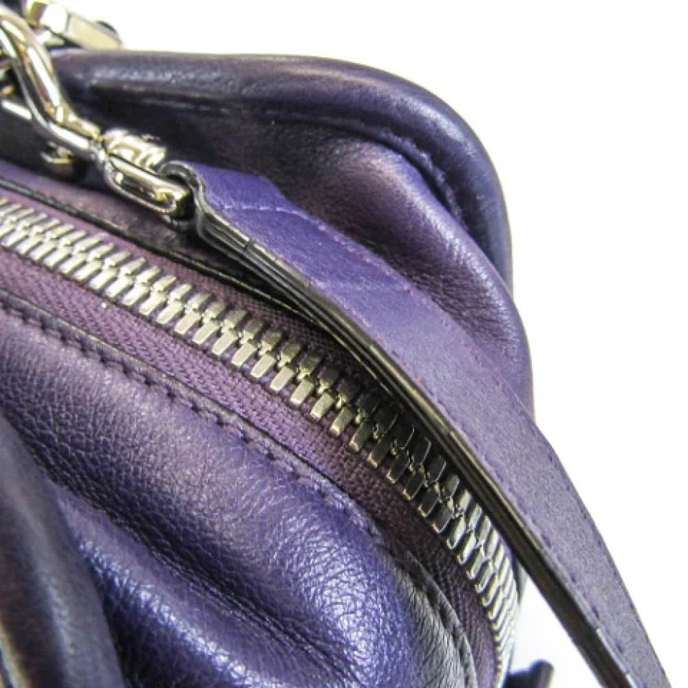 Loewe Pre-owned Leather handbags Purple Dames