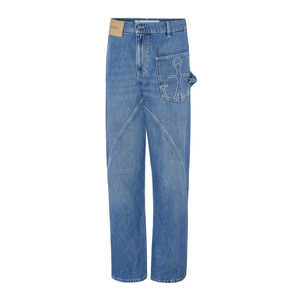 JW Anderson Blauwe Logo Jeans Blue Heren