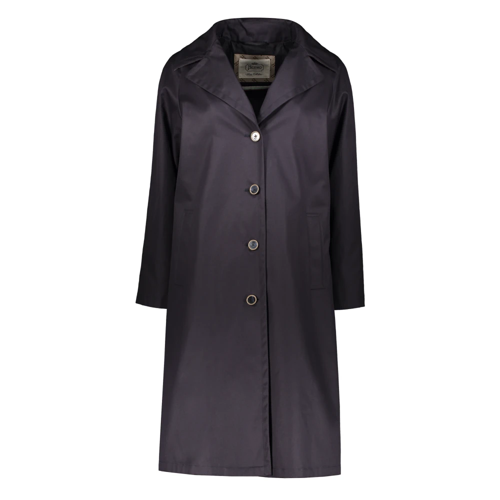 Herno Katoenen regenjas Revers kraag Logo detail Blue Dames