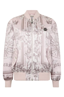 Oversized Satin Bomber Butterfly Tattoo
