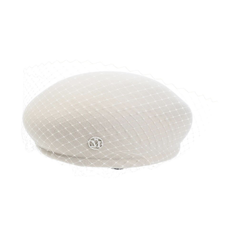 Maison Michel Chique Nude Neutrals Wollen Hoed White Dames