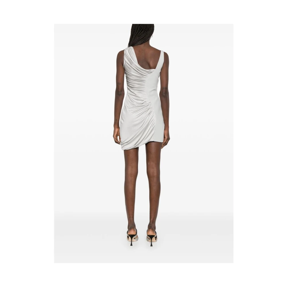 Versace Gerimpelde Asymmetrische Hals Mouwloze Jurk Gray Dames