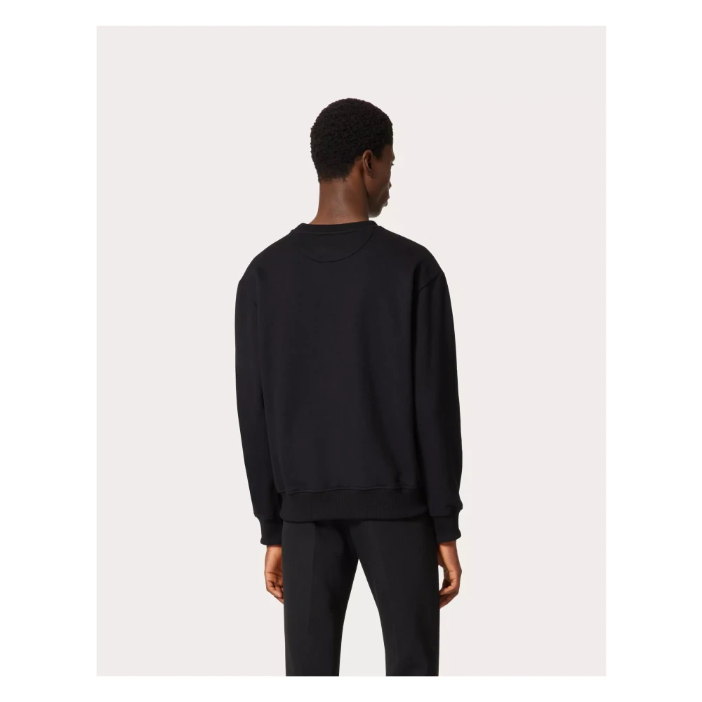 Valentino Katoenen sweatshirt met ronde hals en -print Black Heren