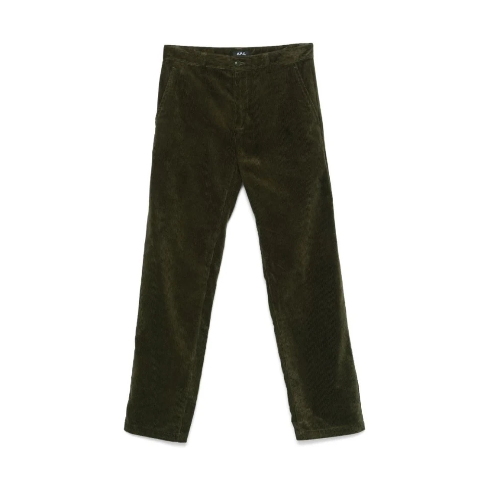 A.p.c. Corduroy Straight-cut Broek Green Heren