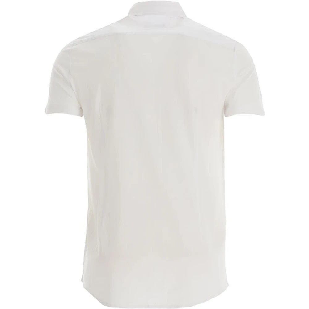 Emporio Armani Witte T-shirt met knoopsluiting en geëmbosseerde adelaar White Heren
