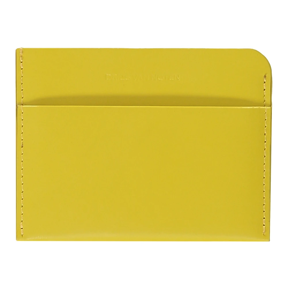 Dries Van Noten Logo Detail Leren Kaarthouder Yellow Heren