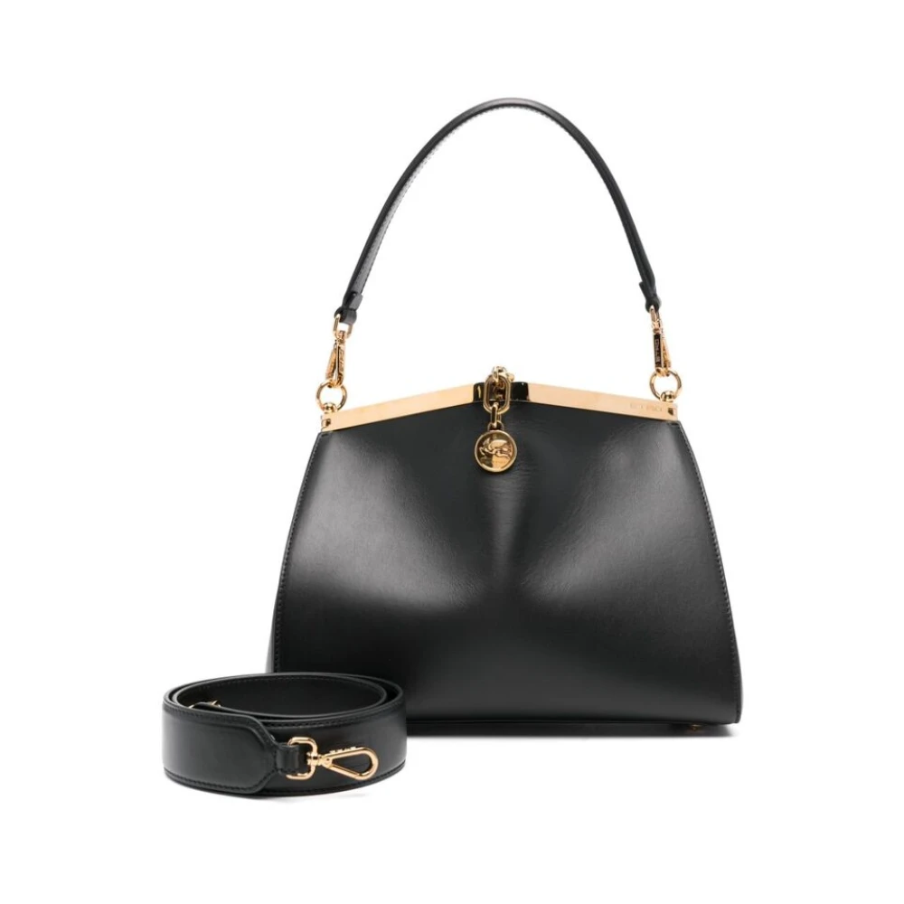 ETRO Zwarte Leren Paneel Kettingtas Black Dames