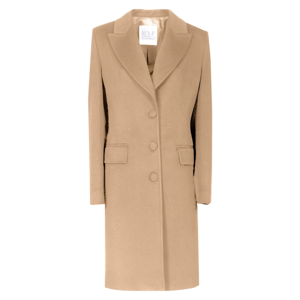 MVP wardrobe Wol Kasjmier Knielange Jas Beige Dames
