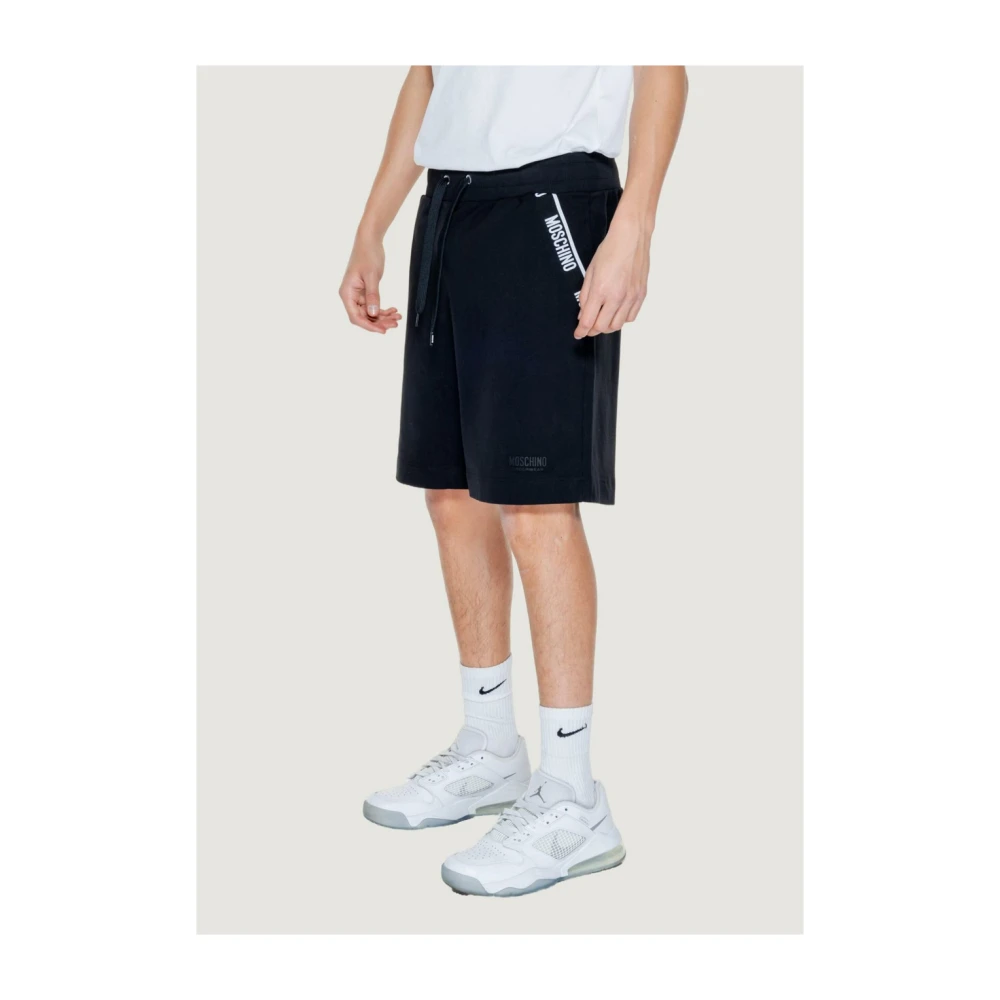 Love Moschino Zwarte Sportieve Shorts Logo Print Black Heren