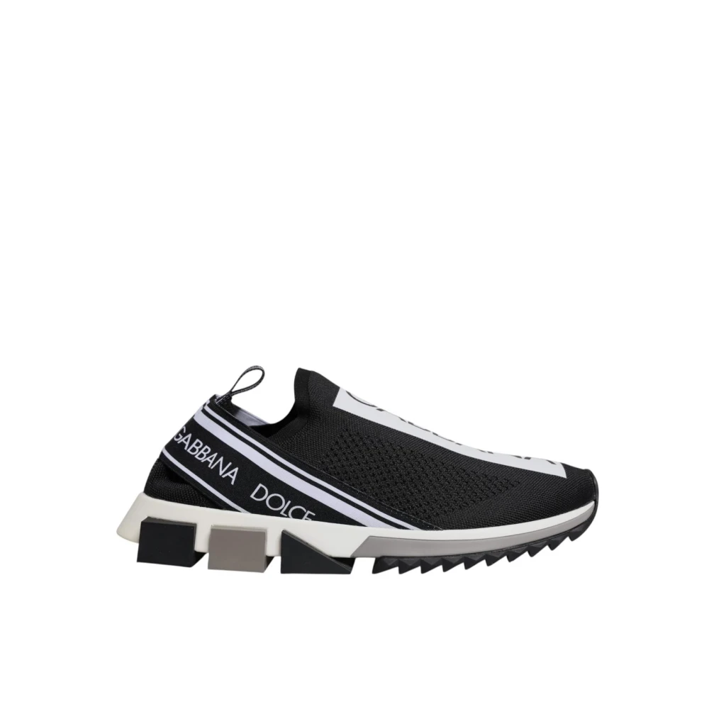Dolce & Gabbana Men's Black White Slip-On Knit Sneaker - Sneakers - 3 Uk - Shoes