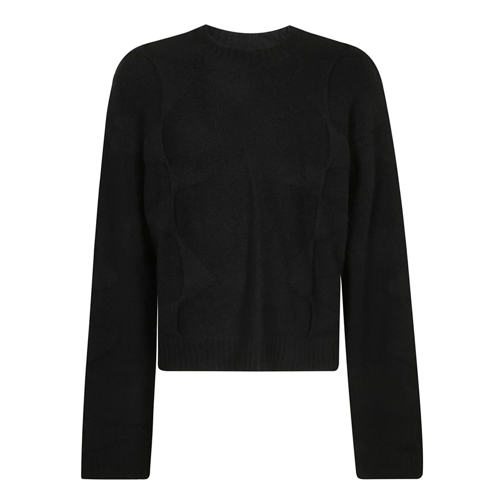 Heliot Emil Trui met ronde hals en verhoogde stiksels Black Heren