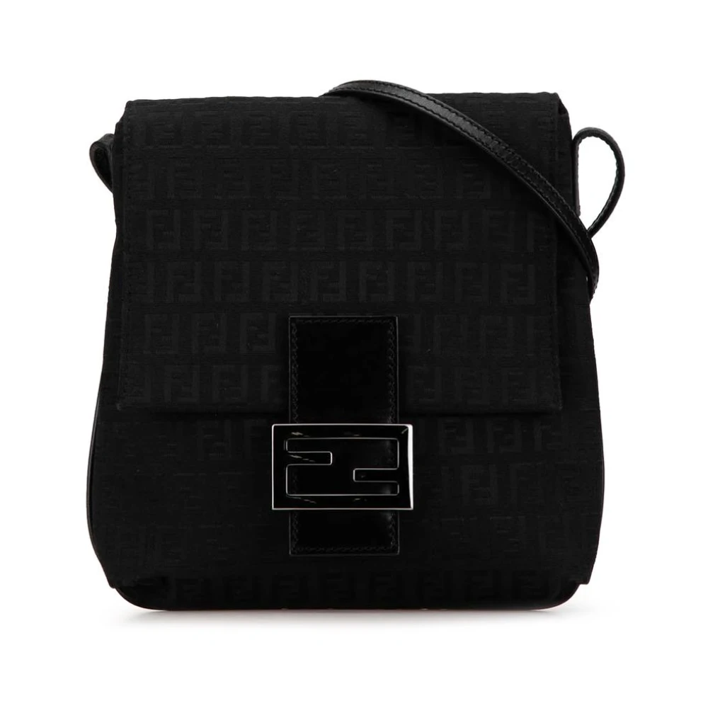Fendi Vintage Women's Black Pre-Owned Zucchino Canvas Crossbody