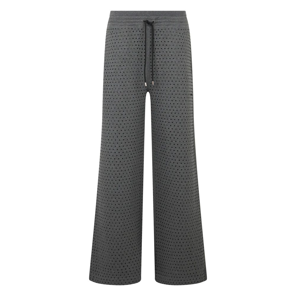 Pinko Vrouw Grijs Broeken Dames, Xs, Katoen, Fleecebroek Met Strass