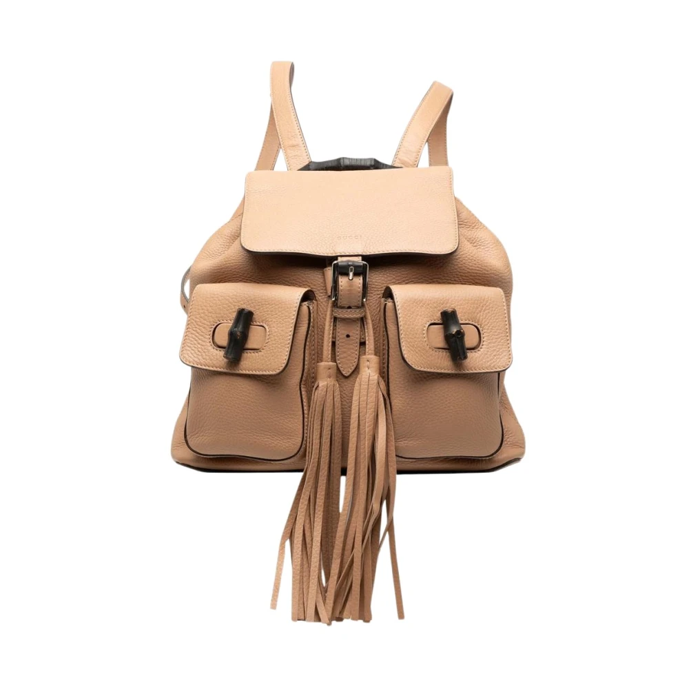 Gucci Vintage Women's Beige Pre-Owned Leather Backpack