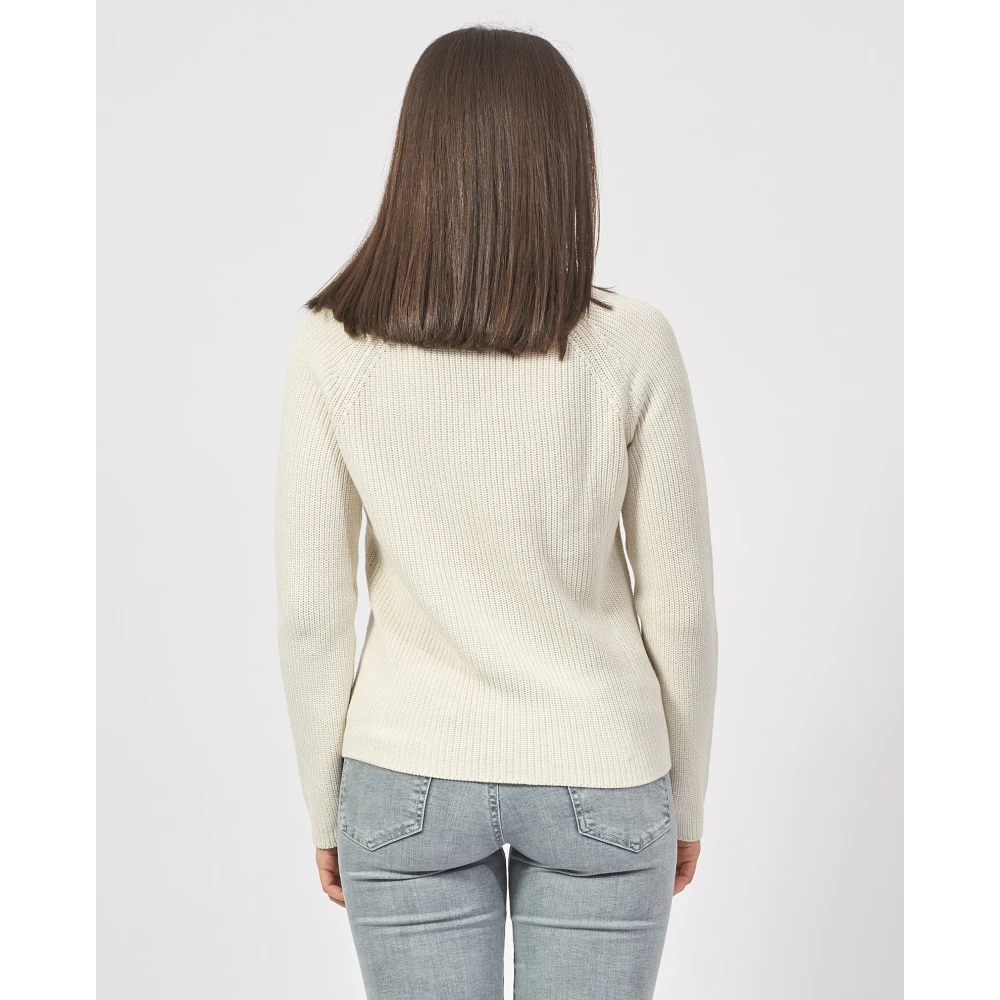 Hugo Boss Ivoor Gebreide V-Hals Trui Beige Dames