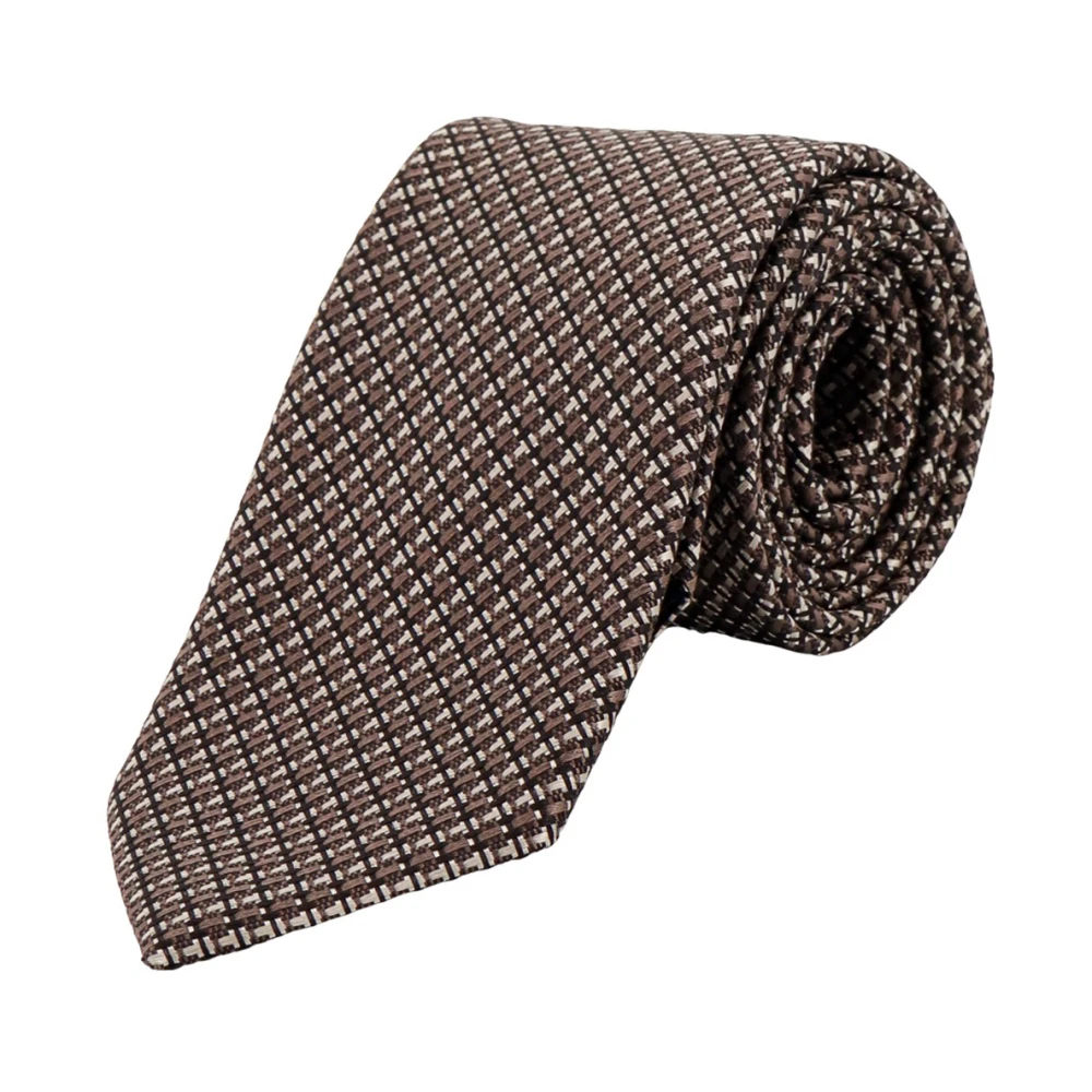 Tom Ford Zijden stropdas met micro-patroon Brown Heren