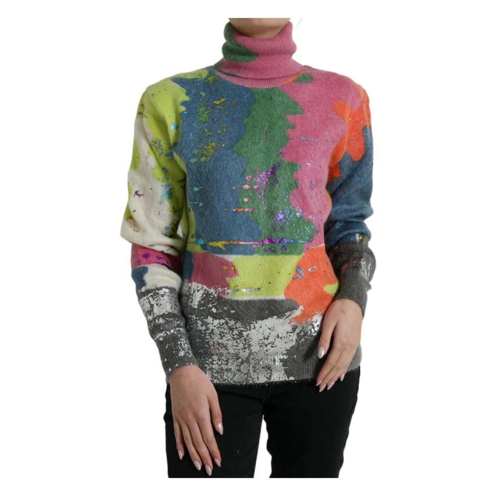 Dolce & Gabbana Women's Multicolor Turtlenecks, S, Striped Mohair Turtleneck Jumper