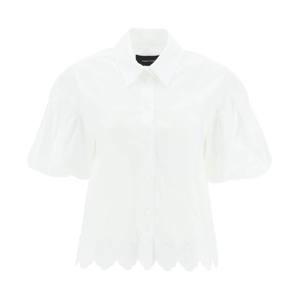Simone Rocha Geborduurd cropped shirt met pofmouwen White Dames