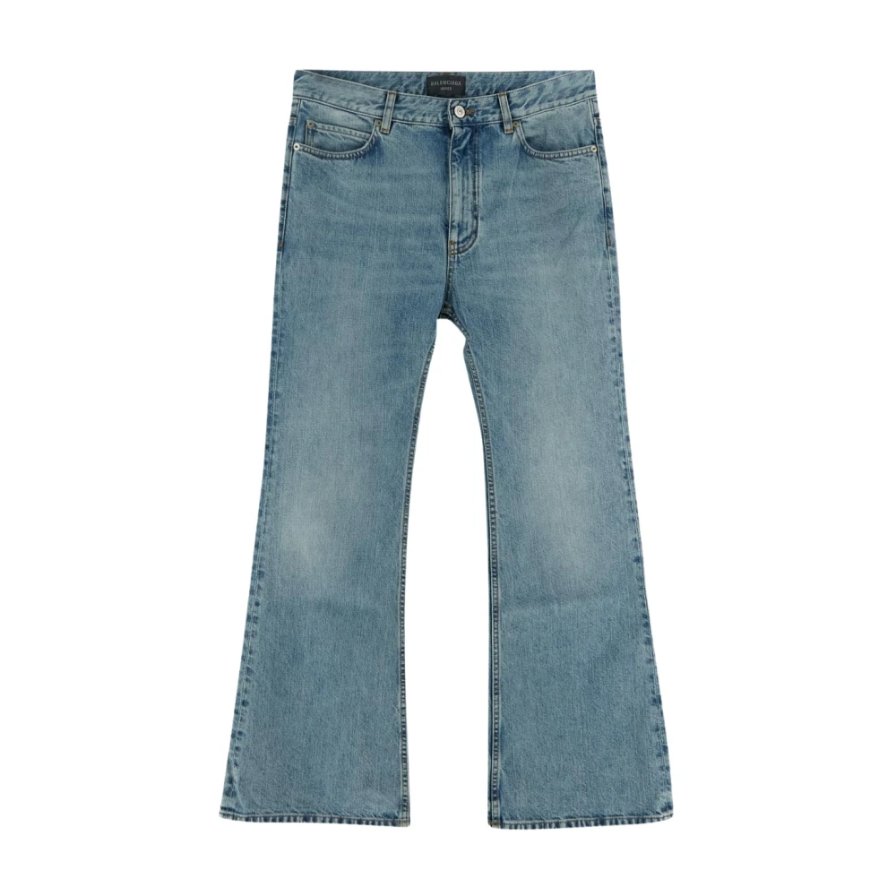 Balenciaga Wijde Pijp Katoenen Jeans Blue Dames