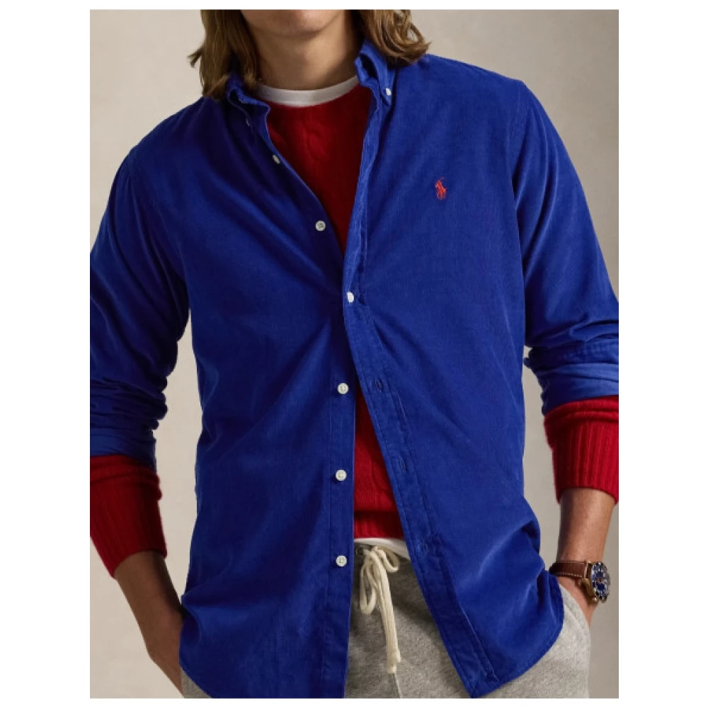 Polo Ralph Lauren Slim Fit Fluwelen Overhemd Blue Heren