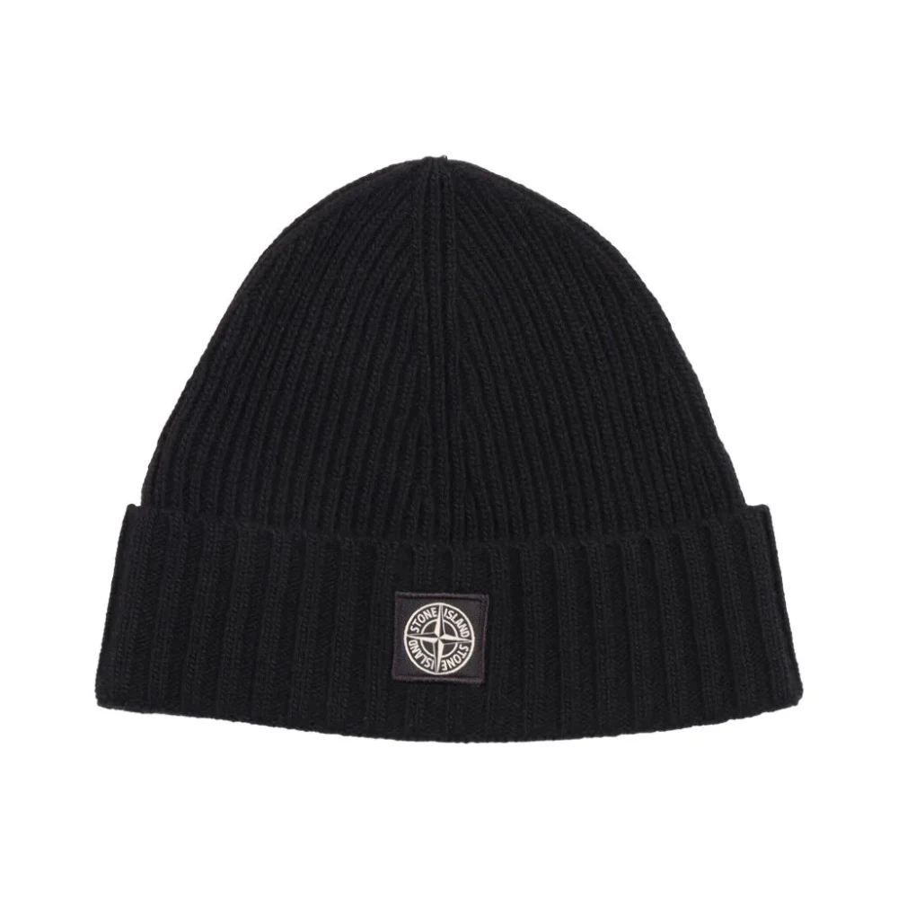 Stone Island Junior Boys Black Stone Island Ribbed Wool Beanie In - 6 - 8 Yrs - Image 3