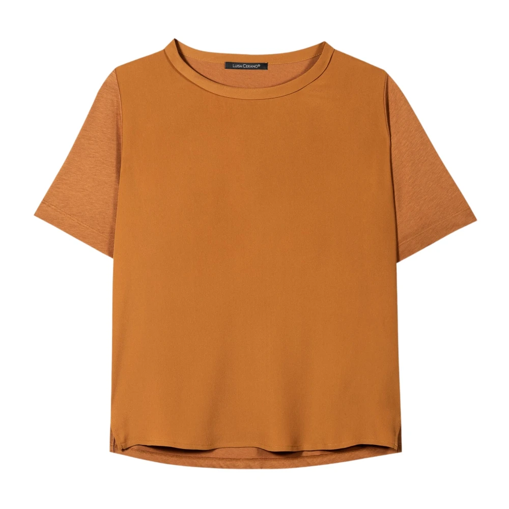 LUISA CERANO Zijde Mix T-shirt Kurkuma Orange Dames