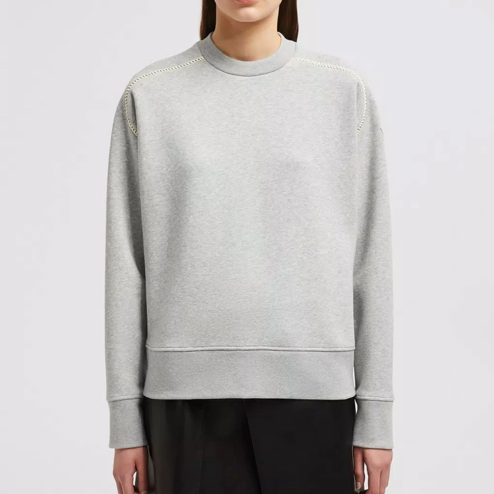 Moncler Geborduurde Sweatshirt met Elegante Schouderdetails Gray Dames