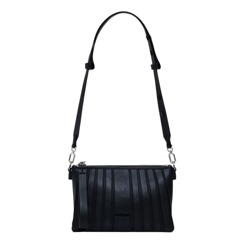 Desigual Zwarte Rits Schoudertas Vrouwen Lente Zomer Black Dames